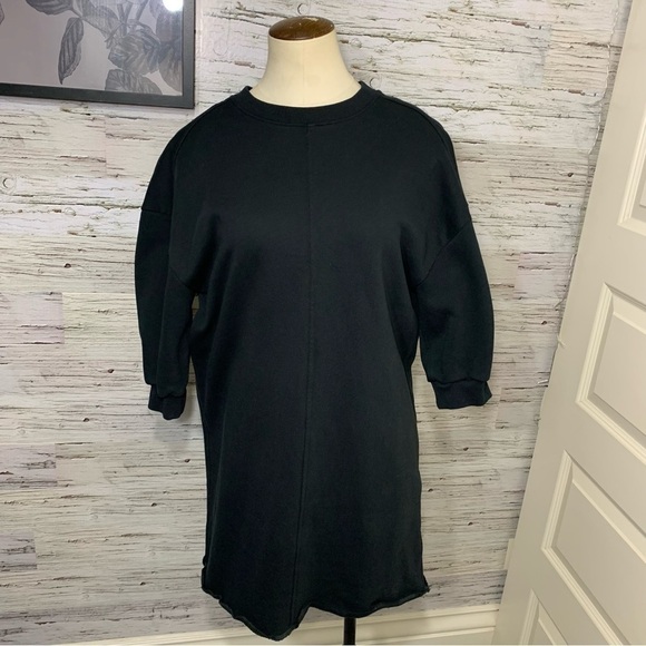 Everlane Sweater Dress Sz XS Black Jersey Organic Cotton 1/2 Sleeve Minimalist - Picture 7 of 11